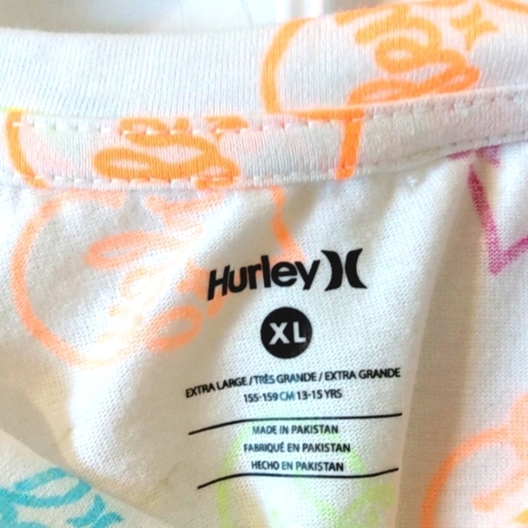 HURLEY PINK WHITE TWO PIECE TWIST TIE TOP & JOGGER SHORTS SET SIZE XL 12/14 NWT - Picture 5 of 6